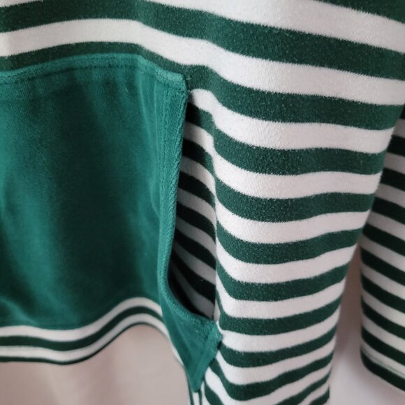 D & Co. QVC Hoodie Striped Green Med French Terry Nautical Coastal Preppy chic - Picture 2 of 10